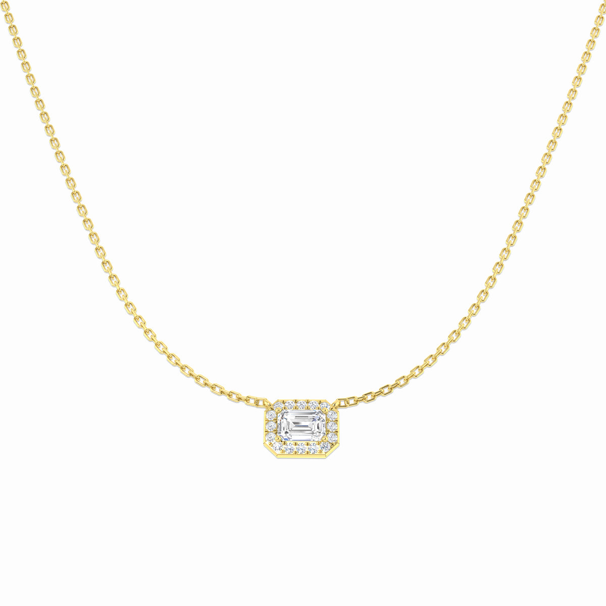 9ct Yellow Gold Emerald Cut Lab Grown Diamond Necklace 1