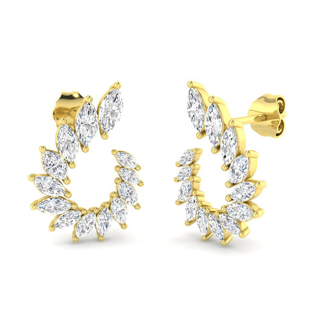 9ct Yellow Gold Marquise Lab Grown Diamond Earrings 1