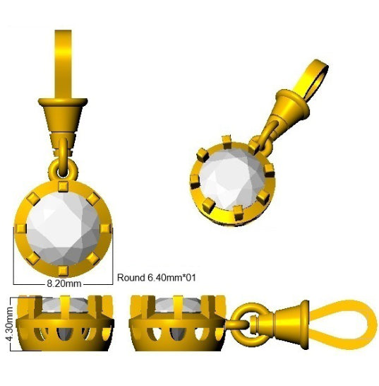 9ct Yellow Gold Round Lab Grown Diamond Pendant 2