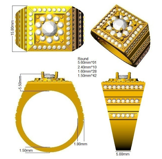 9ct Yellow Gold Round Lab Grown Diamond Ring 3