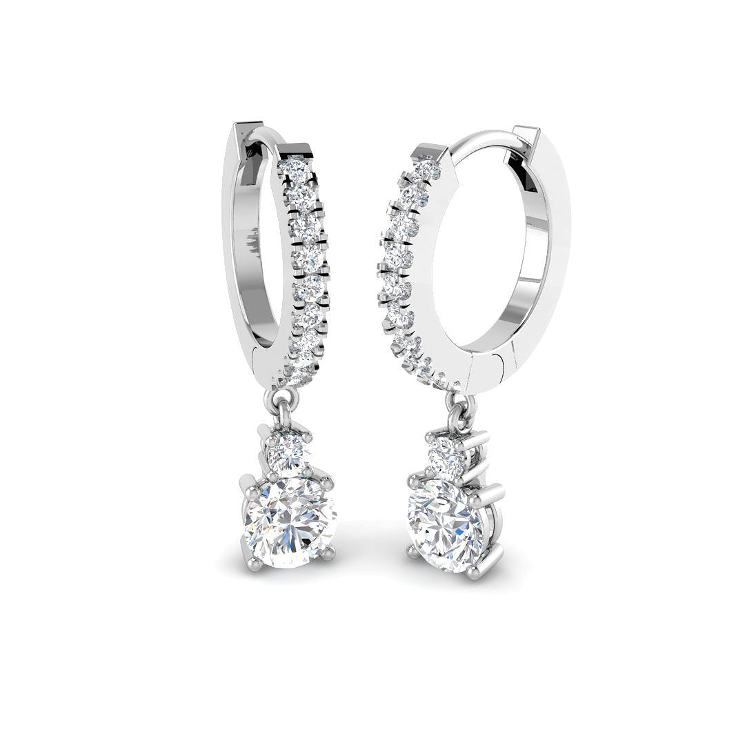 9ct White Gold Round Lab Grown Diamond Earrings 1