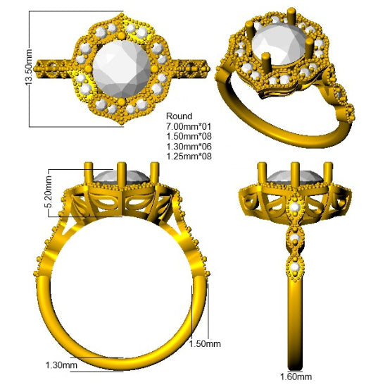 9ct Yellow Gold Round Lab Grown Diamond Ring 3