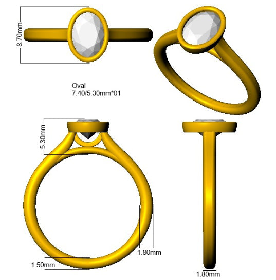 9ct Yellow Gold Oval Lab Grown Diamond Ring 3