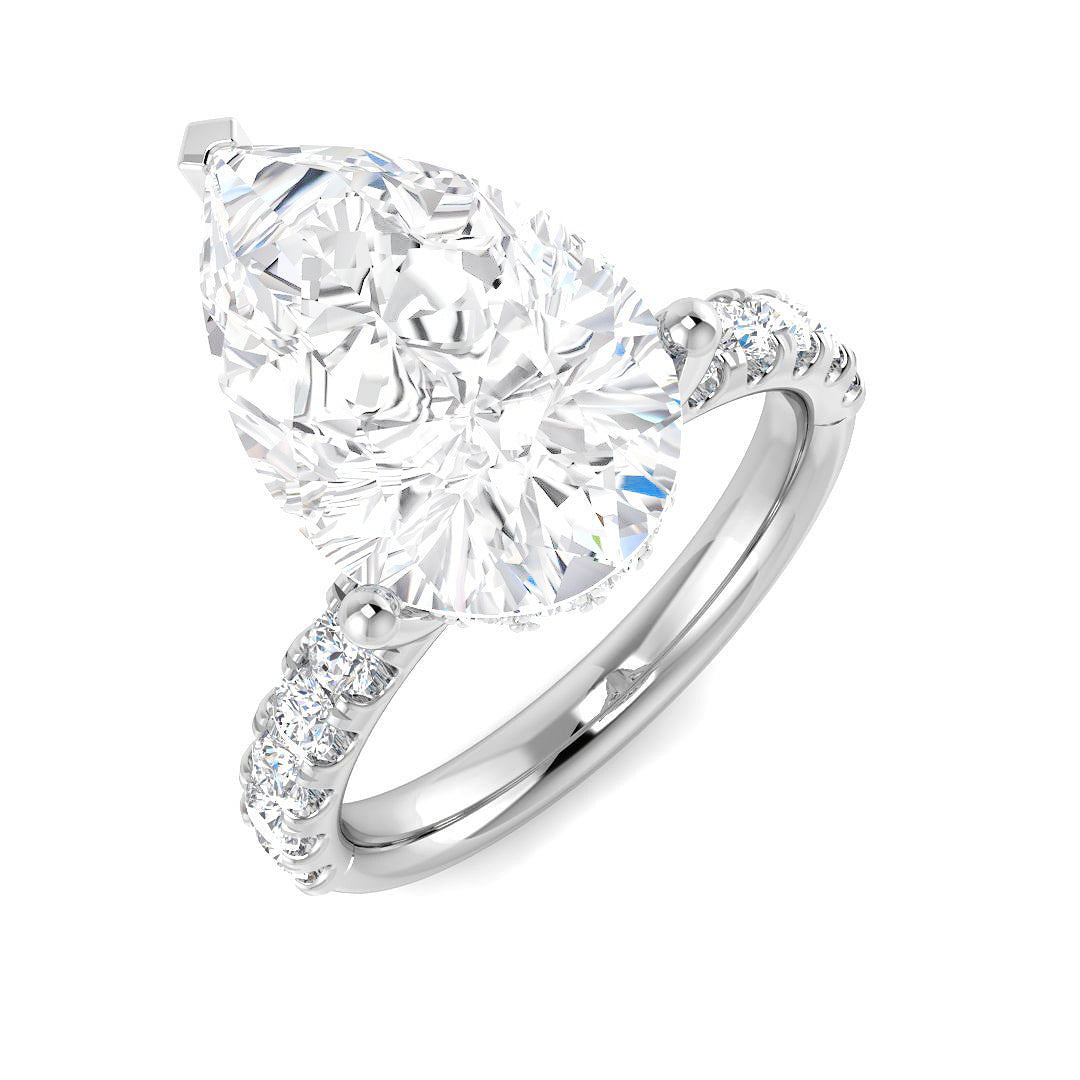 9ct White Gold Pear Lab Grown Diamond Ring 1