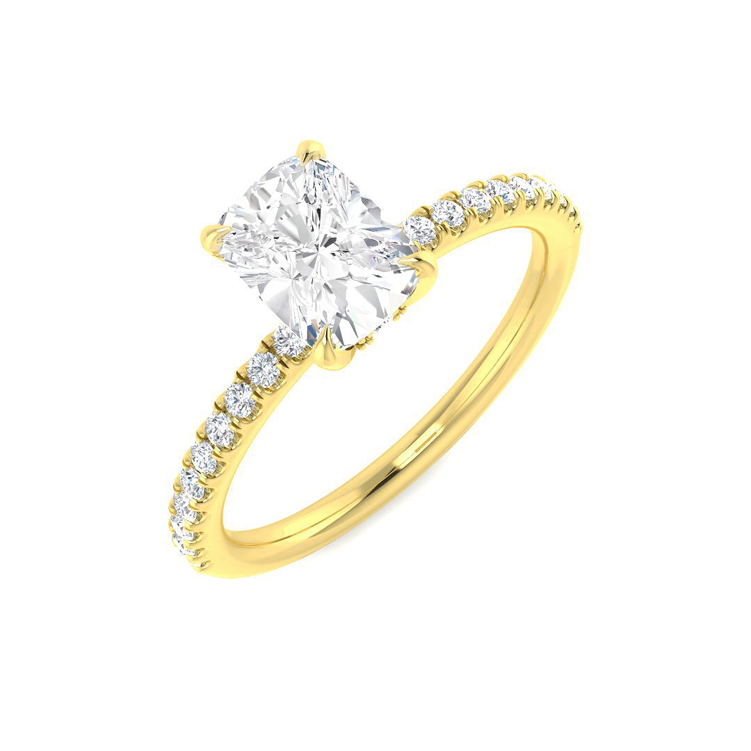 9ct Yellow Gold Cushion Lab Grown Diamond Ring 1