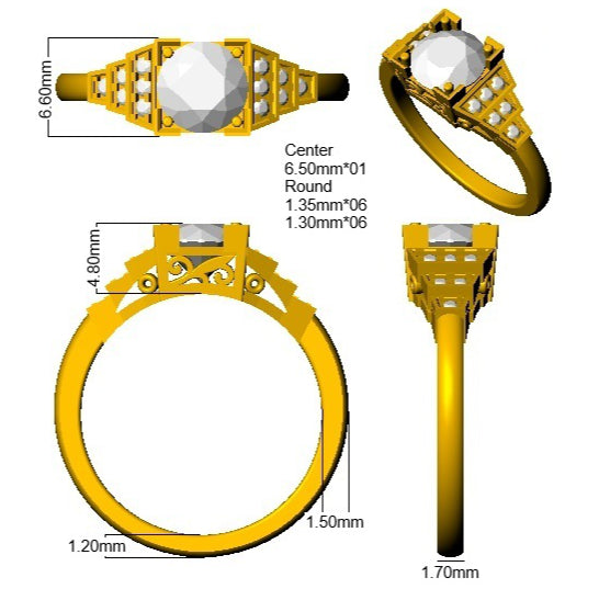 9ct Yellow Gold Round Lab Grown Diamond Ring 3