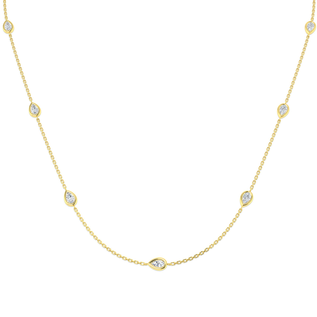 9ct Yellow Gold Pear Lab Grown Diamond Necklace 1