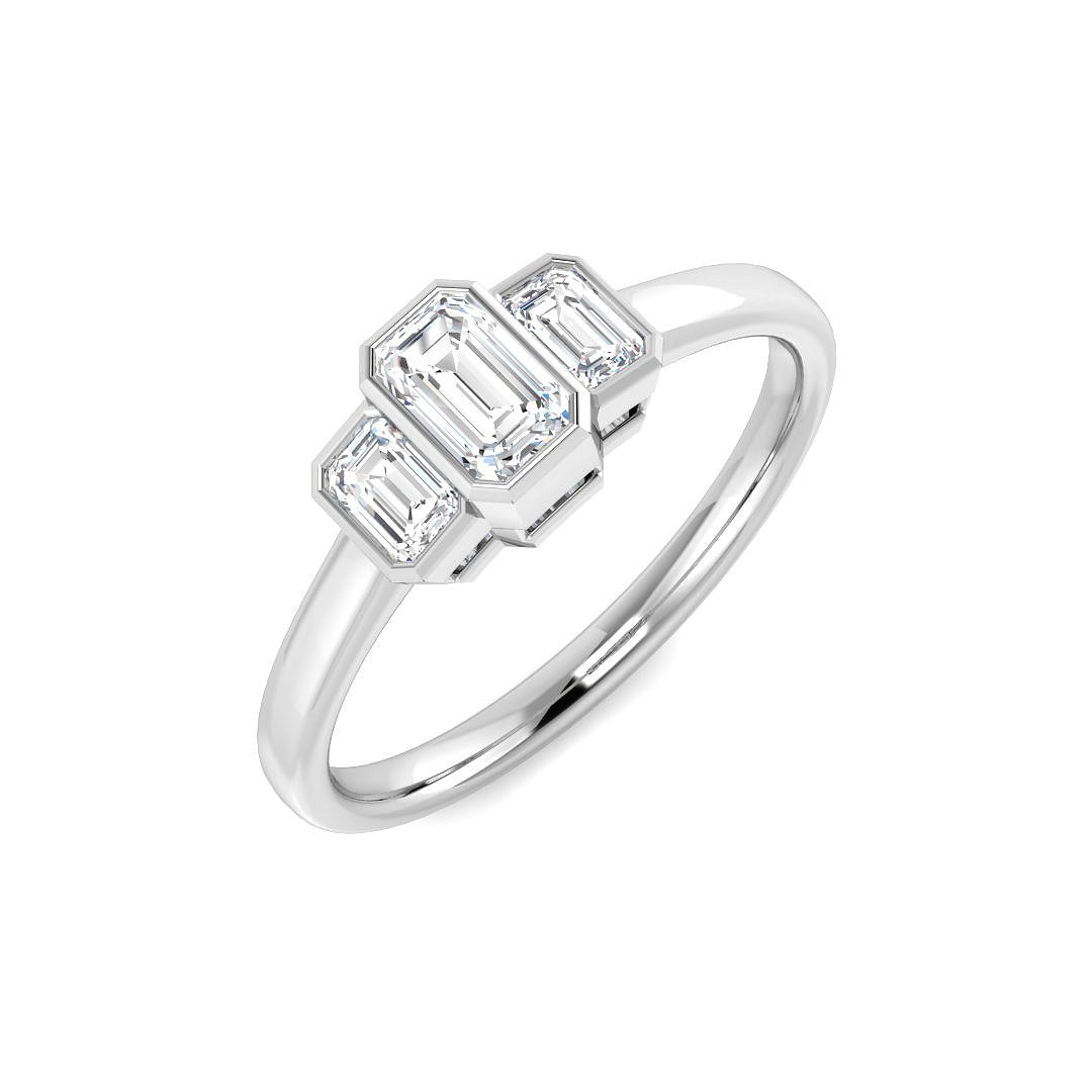 9ct White Gold Emerald Cut Lab Grown Diamond Ring 1