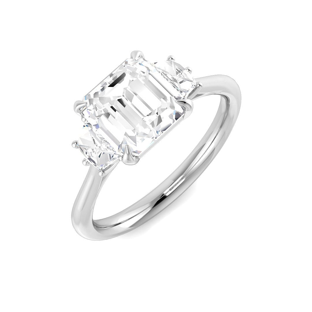 Platinum Asscher Cut and Cadillac Lab Grown Diamond Ring 1