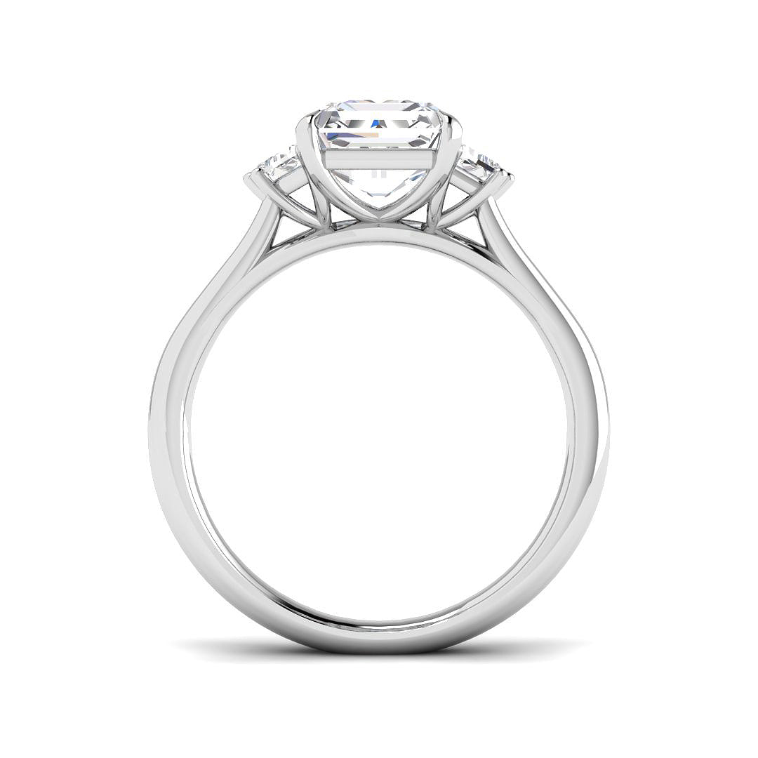 Platinum Asscher Cut and Cadillac Lab Grown Diamond Ring 2