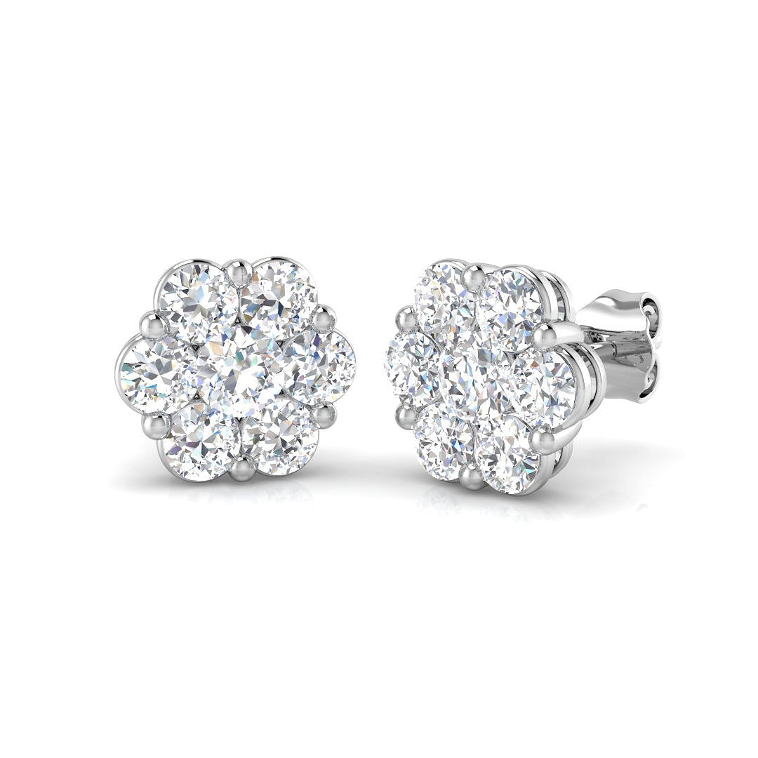 9ct White Gold Round Lab Grown Diamond Earrings 1