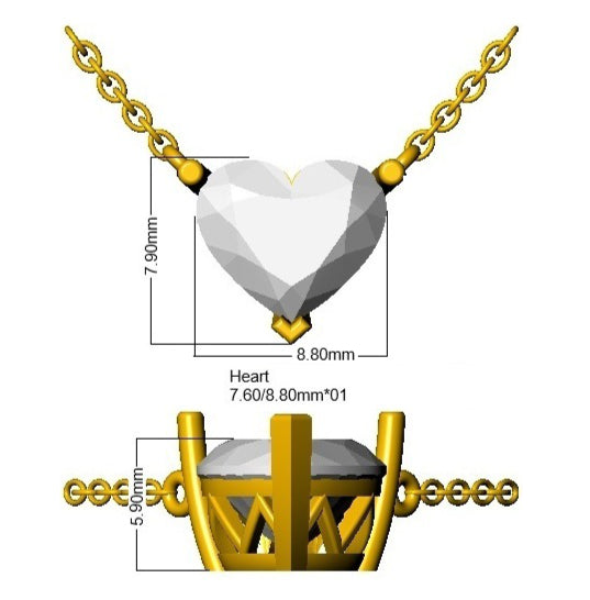 9ct White Gold Heart Lab Grown Diamond Necklace 2