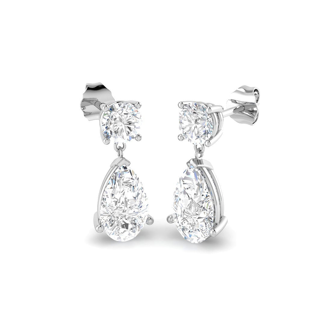 9ct White Gold Pear Lab Grown Diamond Earrings 1