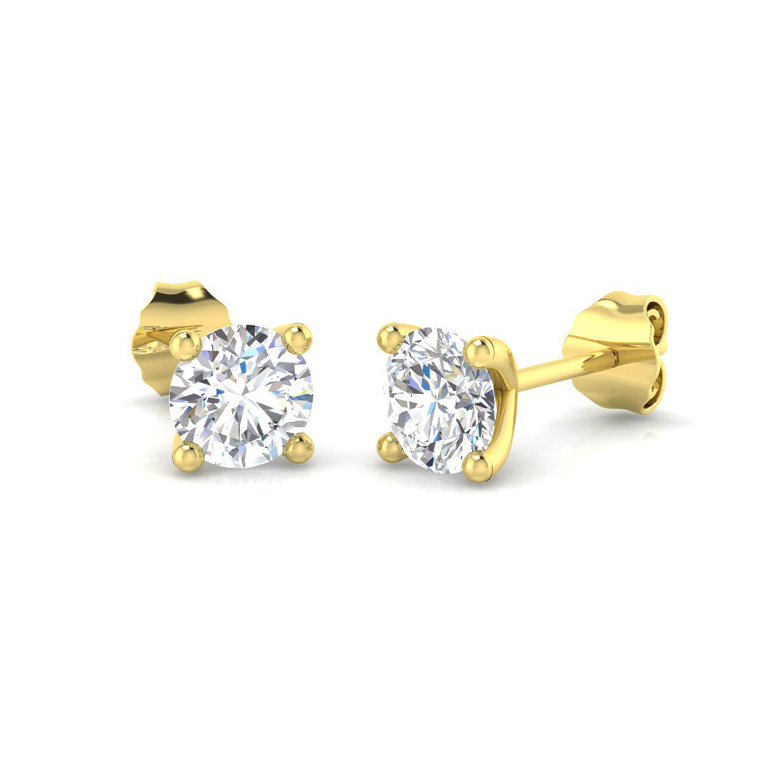 9ct Yellow Gold Round Lab Grown Diamond Earrings 1