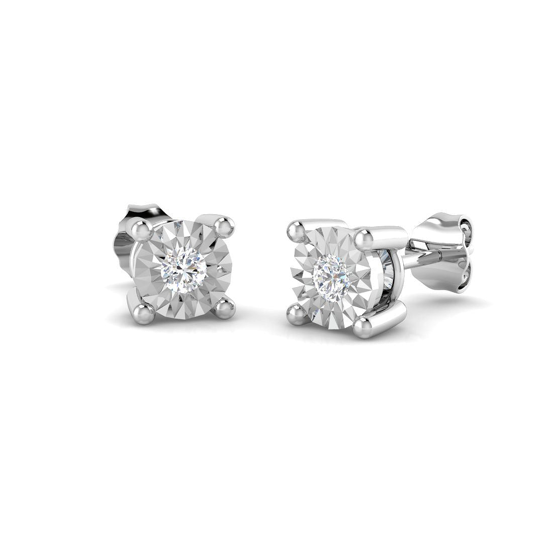 9ct White Gold Round Lab Grown Diamond Earrings 1