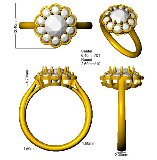 9ct Yellow Gold Round Lab Grown Diamond Ring 3