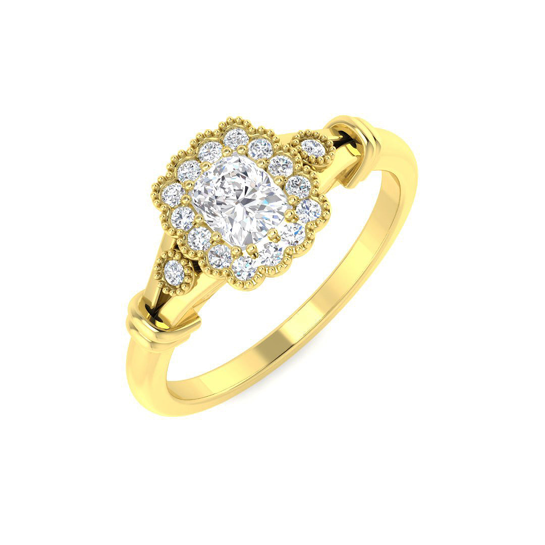9ct Yellow Gold Cushion Diamond Ring 1
