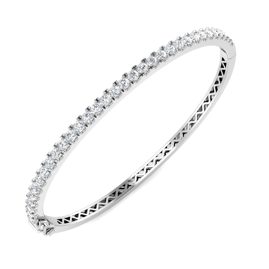 9ct White Gold Round Lab Grown Diamond Bangle 1