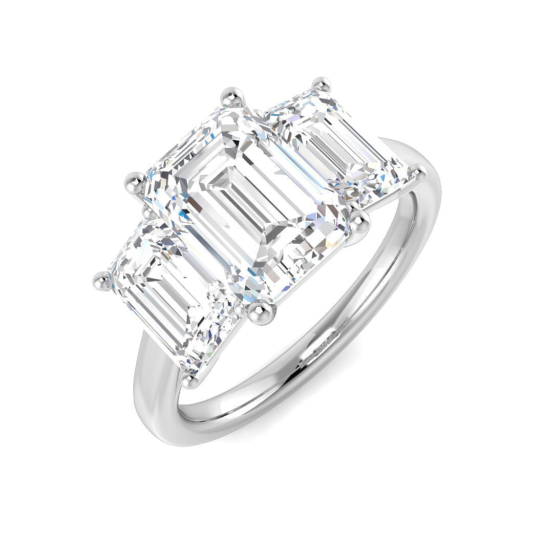 Platinum Emerald Cut Lab Grown Diamond Ring 1
