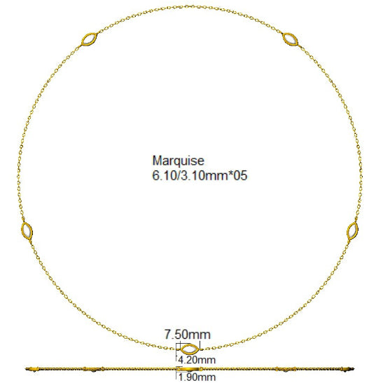 9ct Yellow Gold Marquise Lab Grown Diamond Necklace 2