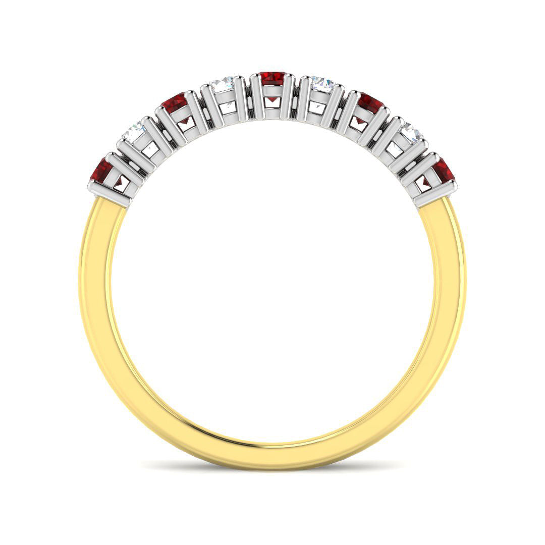 18ct Two Tone Round Ruby and Diamond Ring 2