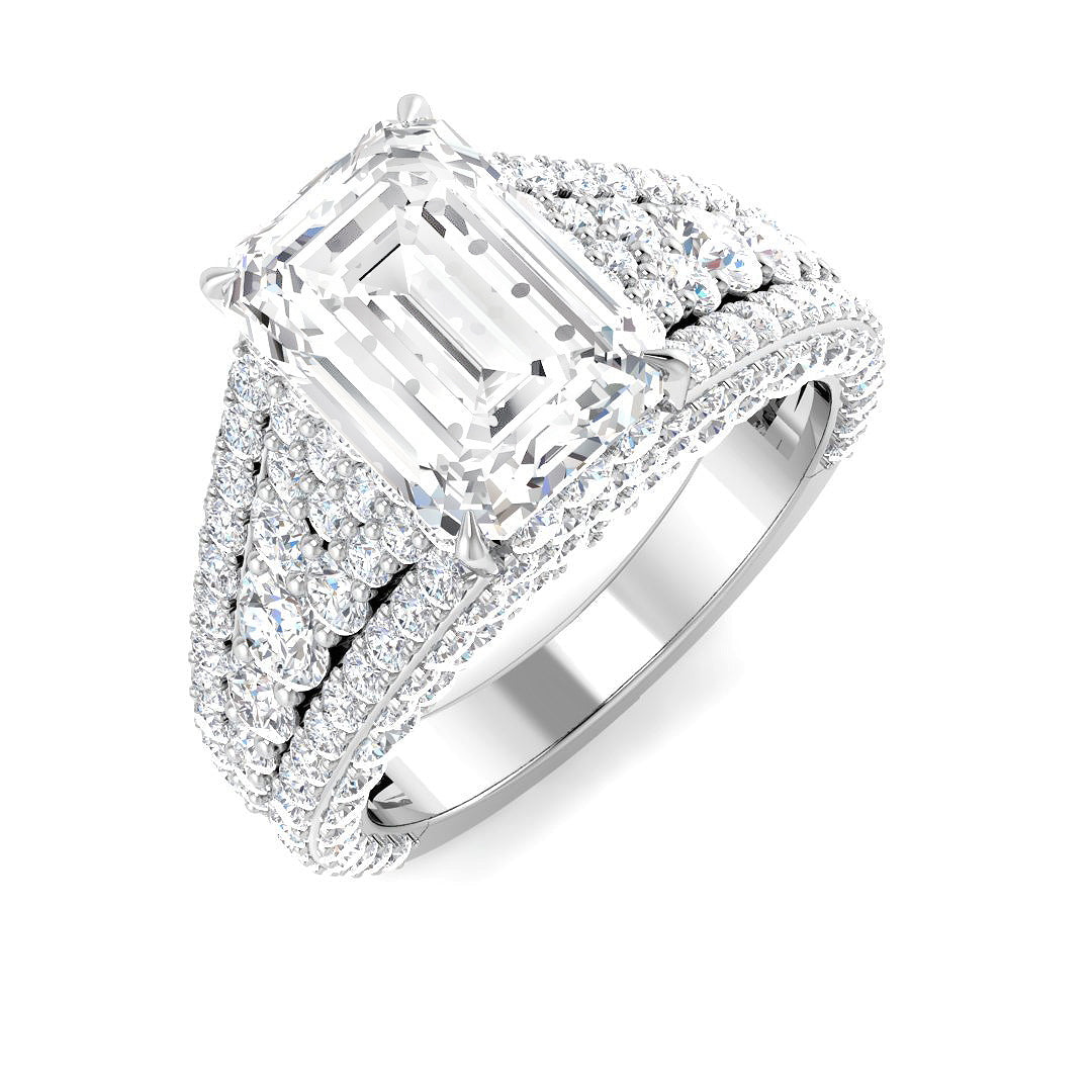 9ct White Gold Emerald Cut Lab Grown Diamond Ring 1