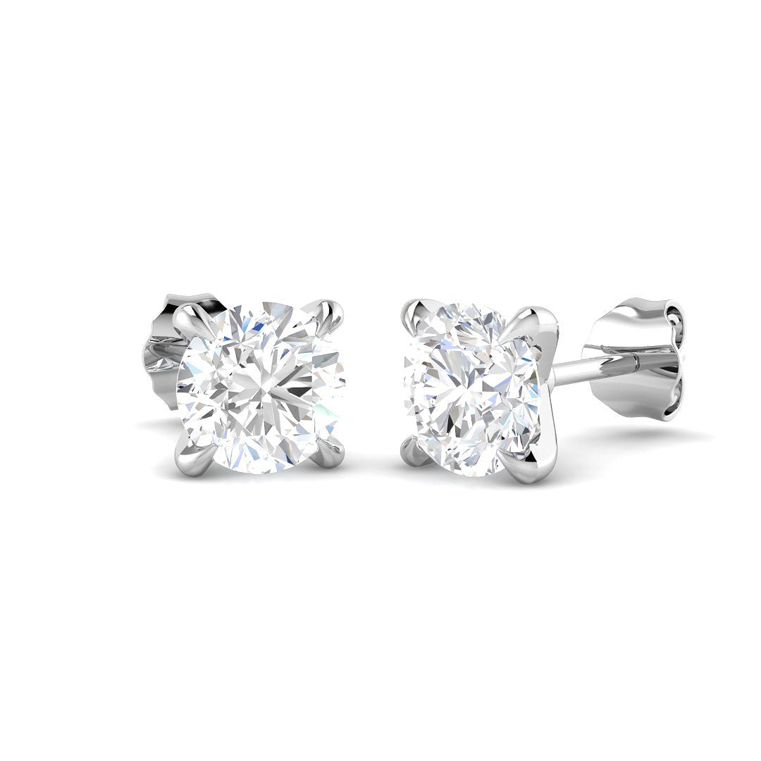 9ct White Gold Round Lab Grown Diamond Earrings 1