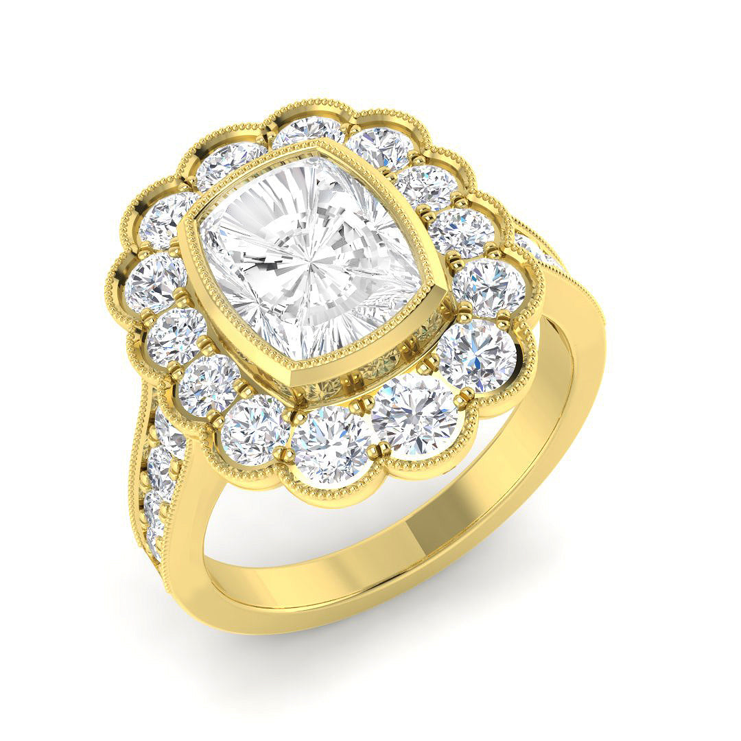 9ct Yellow Gold Cushion Cvd Old Cut Ring 1