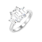 Platinum Emerald Cut and Trapezoid Lab Grown Diamond Ring 1