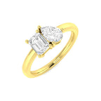 9ct Yellow Gold Emerald Cut and Pear Lab Grown Diamond Ring 1