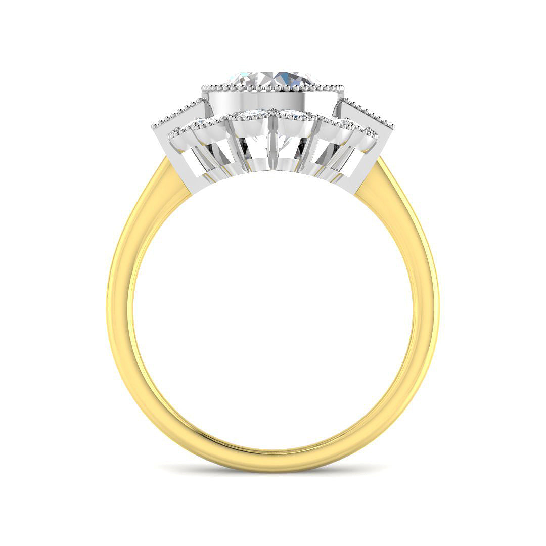 9ct Two Tone Baguette Cvd Old Cut and Lab Grown Diamond Ring 2