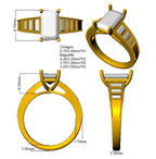 9ct Yellow Gold Baguette and Emerald Cut Lab Grown Diamond Ring 3