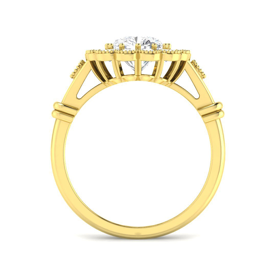 9ct Yellow Gold Cushion Cvd Old Cut Ring 2
