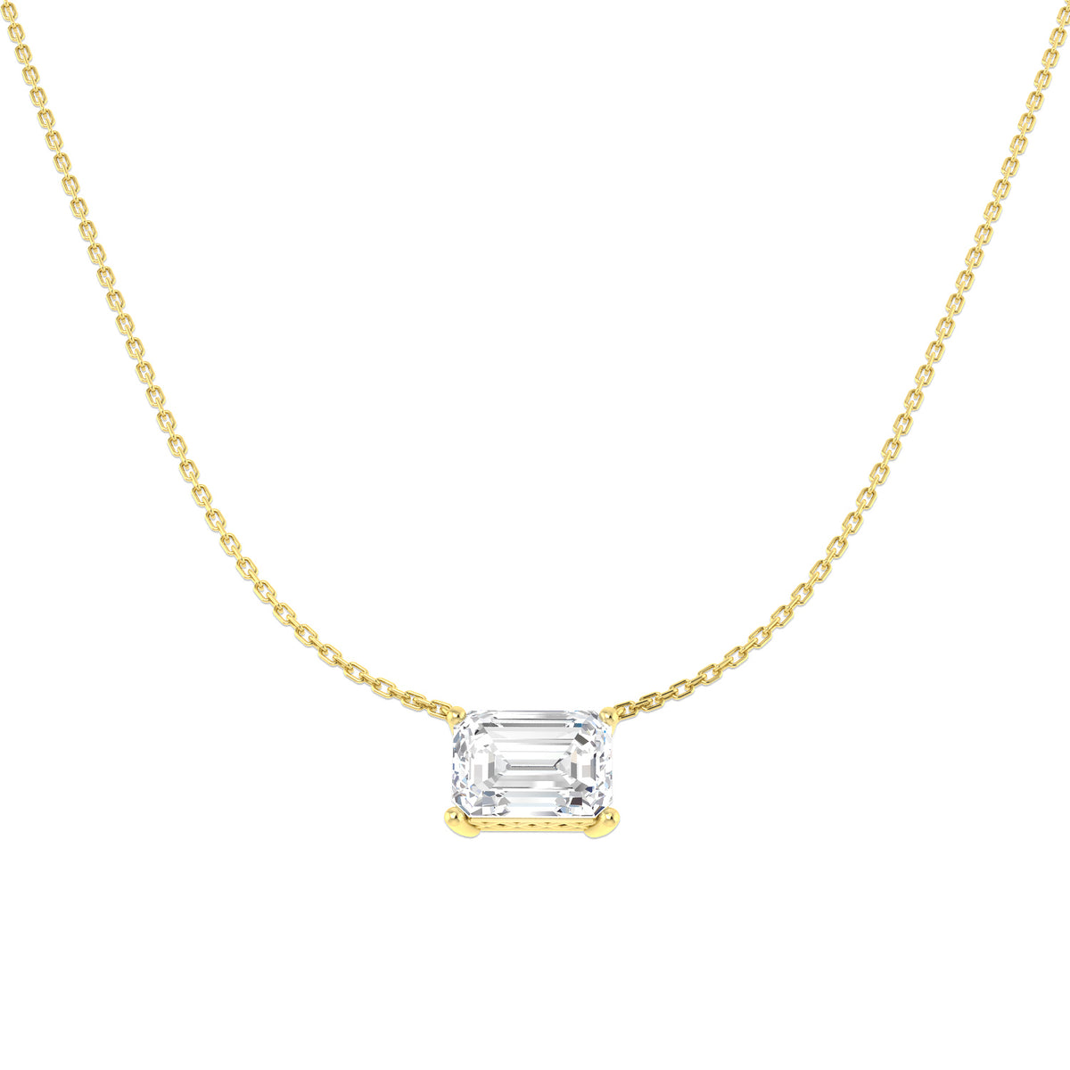 9ct Yellow Gold Emerald Cut Lab Grown Diamond Necklace 1