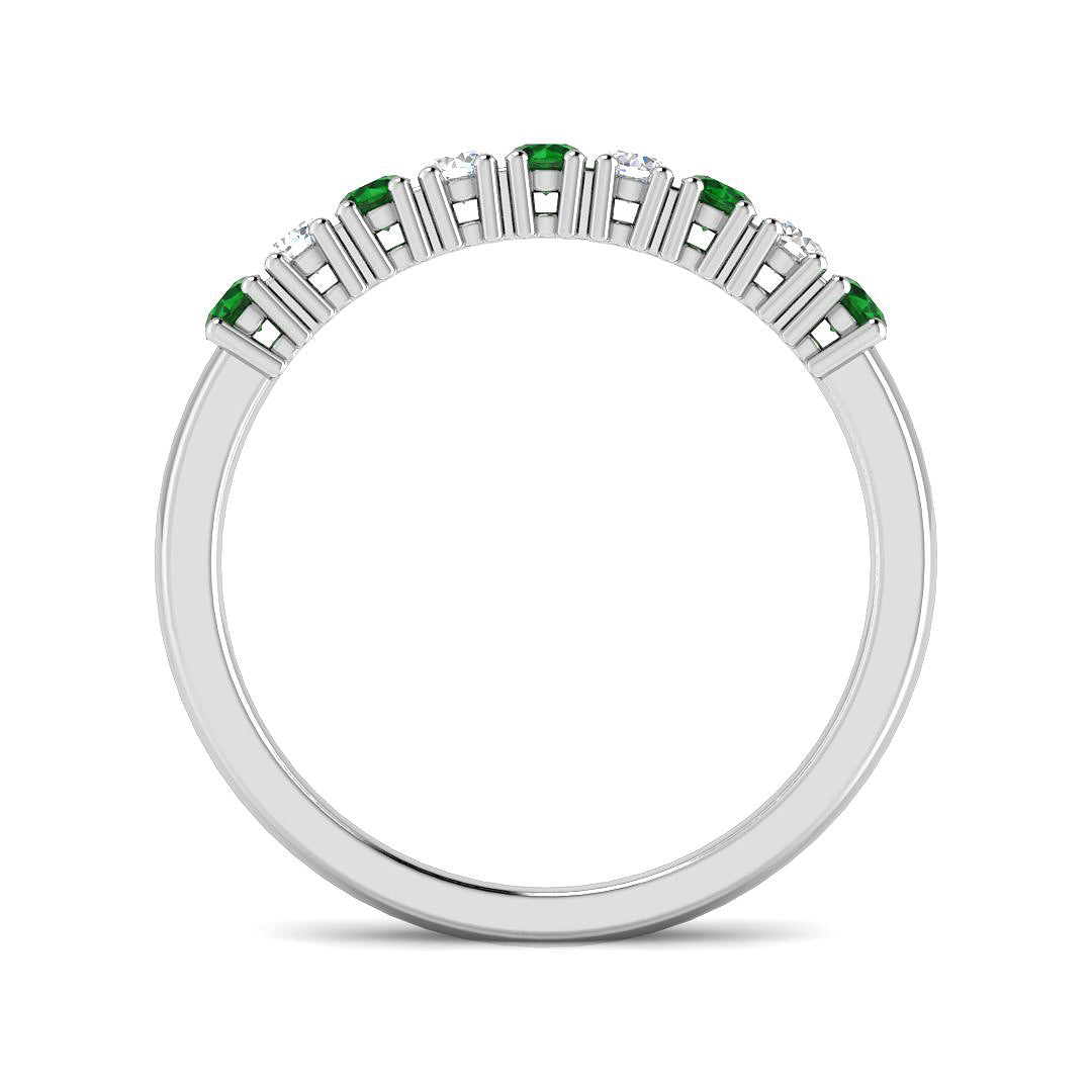 9ct White Gold Round Emerald and Diamond Ring 2