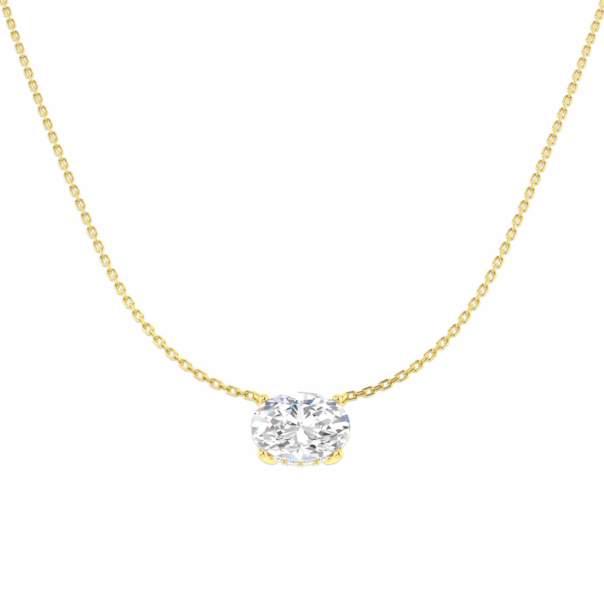 9ct Yellow Gold Oval Lab Grown Diamond Necklace 1