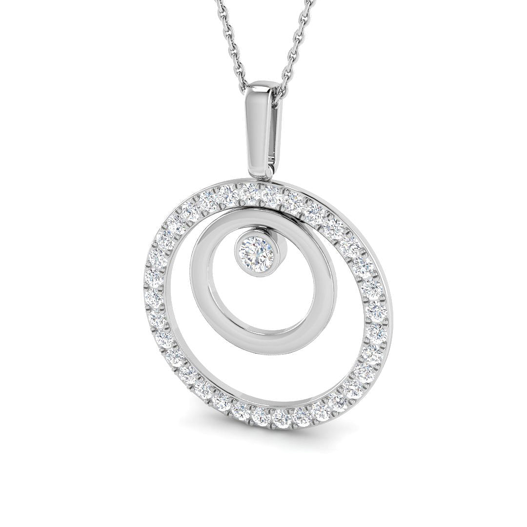 9ct White Gold Round Lab Grown Diamond Pendant 1