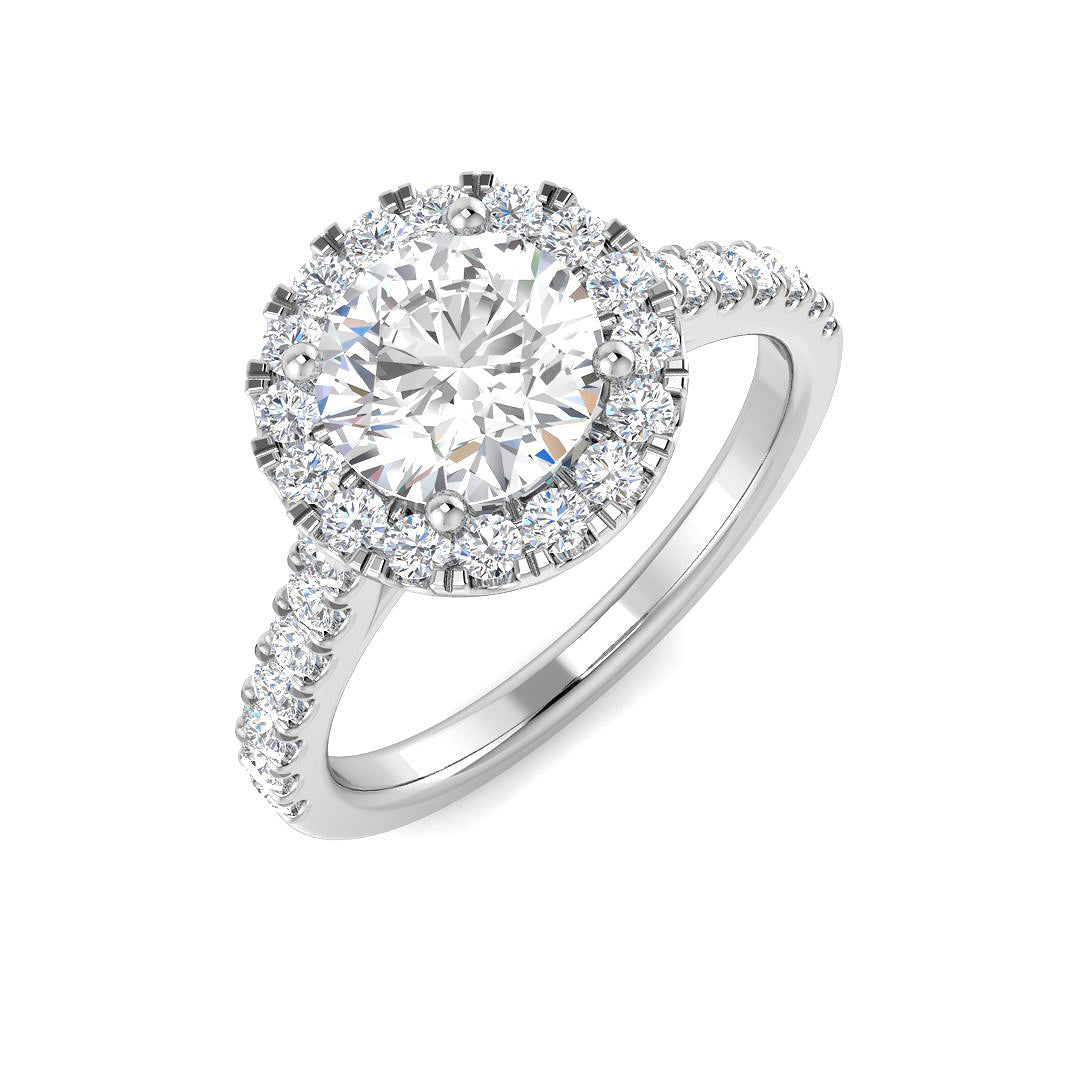 9ct White Gold Round Lab Grown Diamond Ring 1