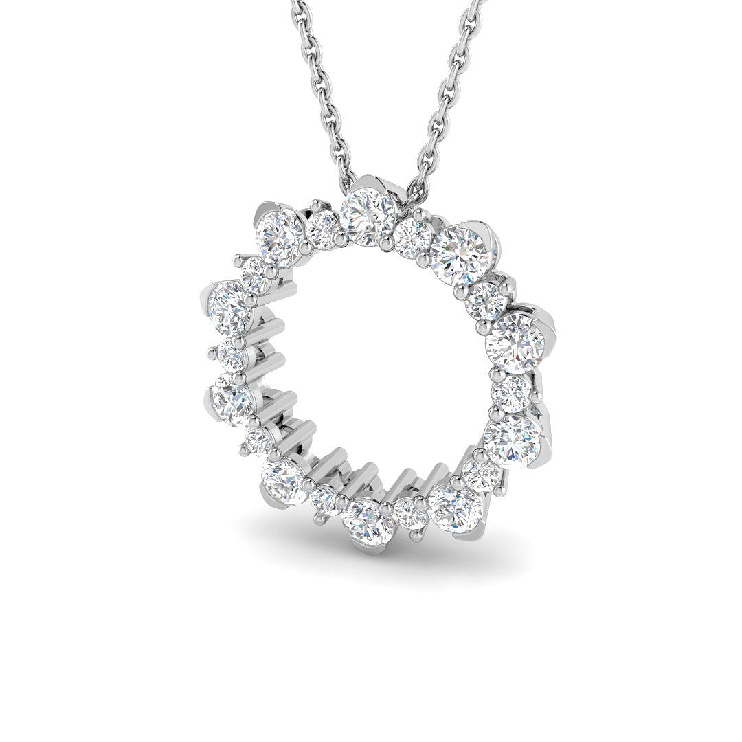 9ct White Gold Round Lab Grown Diamond Pendant 1