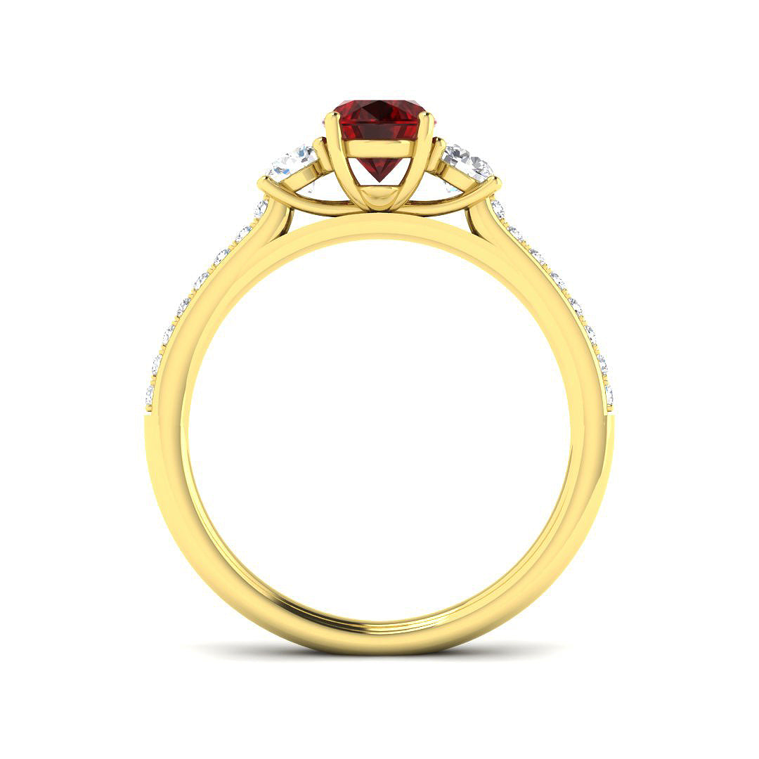 9ct Yellow Gold Oval Ruby and Diamond Ring 2