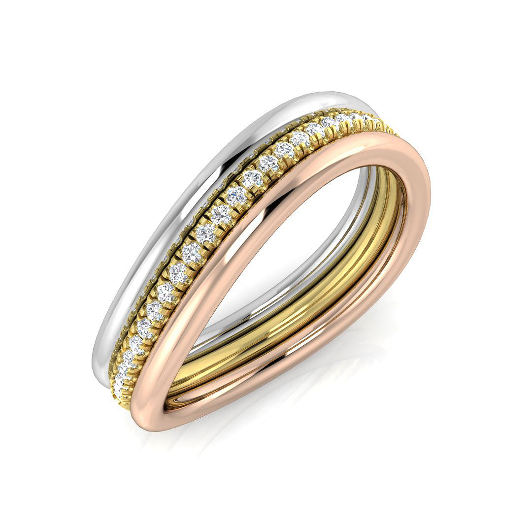 18ct 3 Tone Round Diamond Ring 1