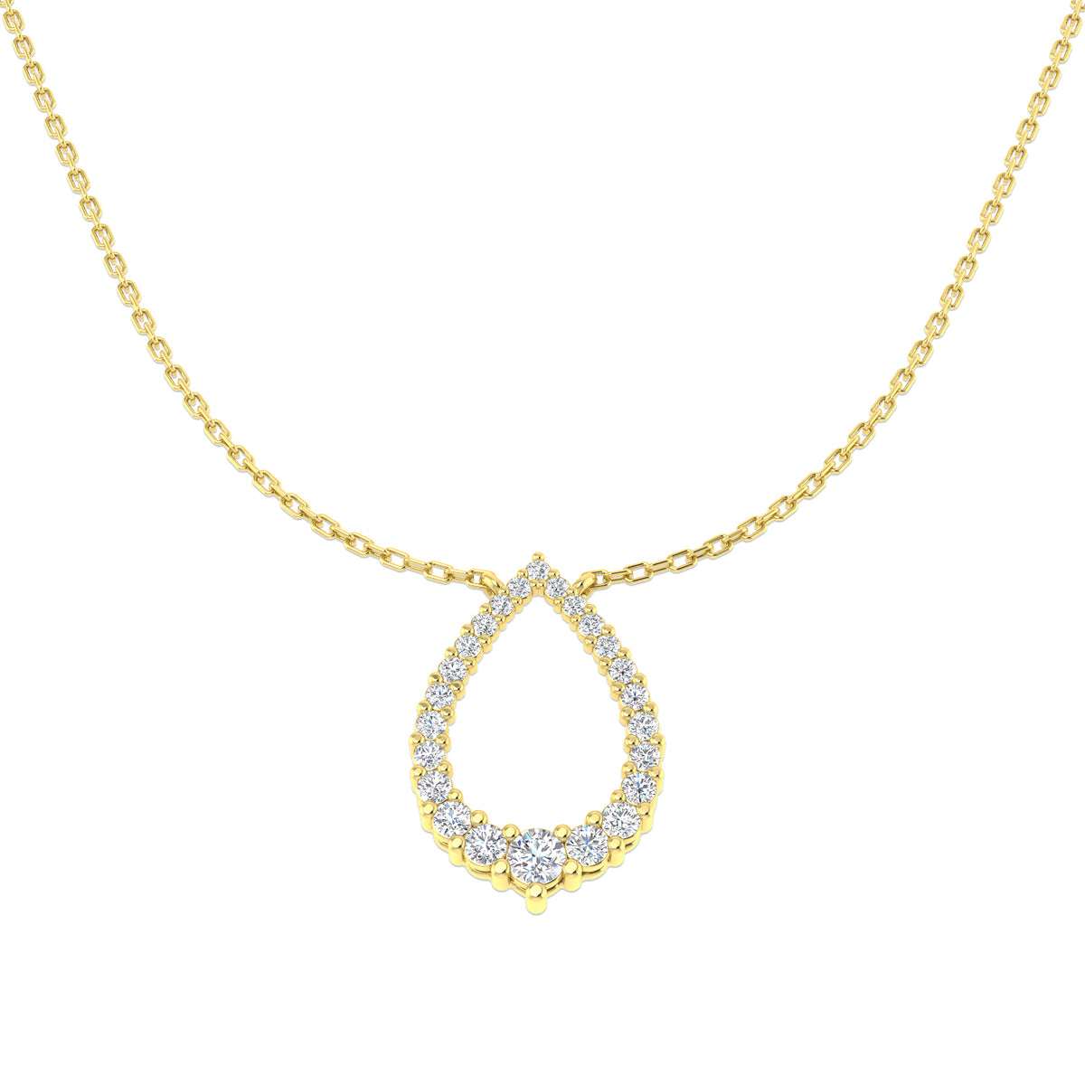 9ct Yellow Gold Round Lab Grown Diamond Necklace 1