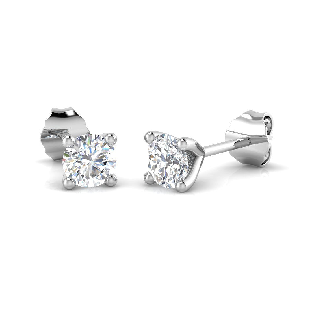 9ct White Gold Round Lab Grown Diamond Earrings 1