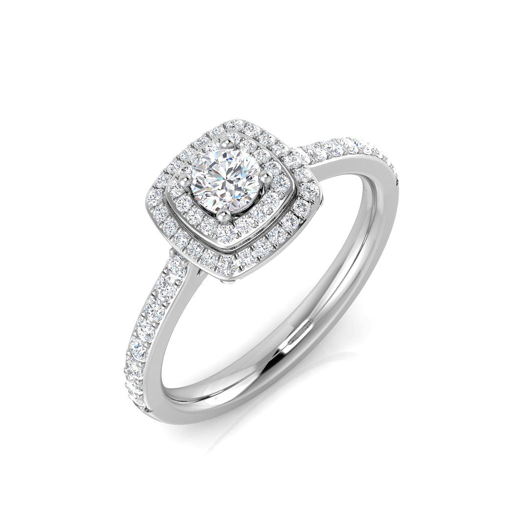 9ct White Gold Round Lab Grown Diamond Ring 1