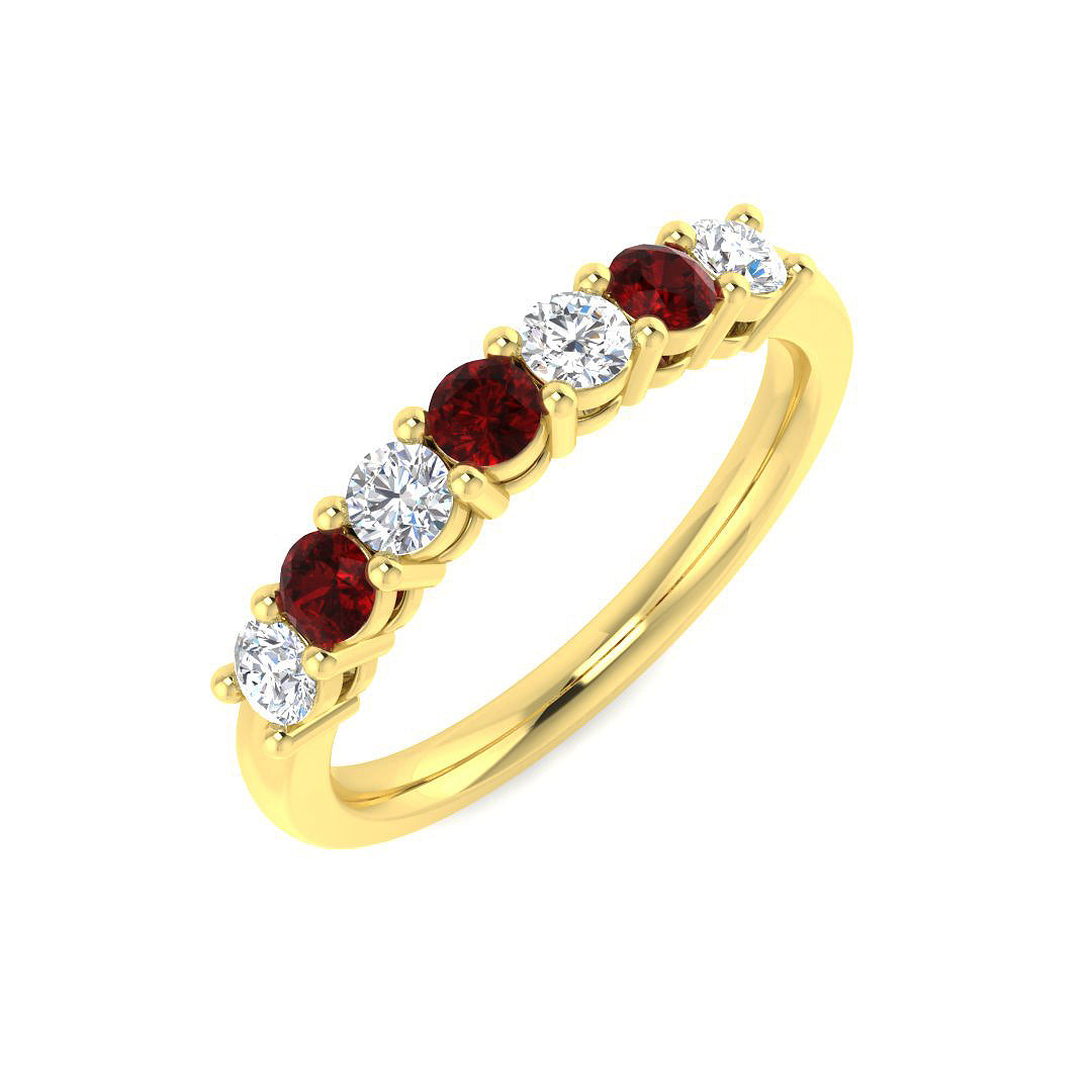 18ct Yellow Gold Round Ruby and Diamond Ring 1