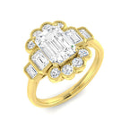 9ct Yellow Gold Emerald Cut Lab Grown Diamond Ring 1