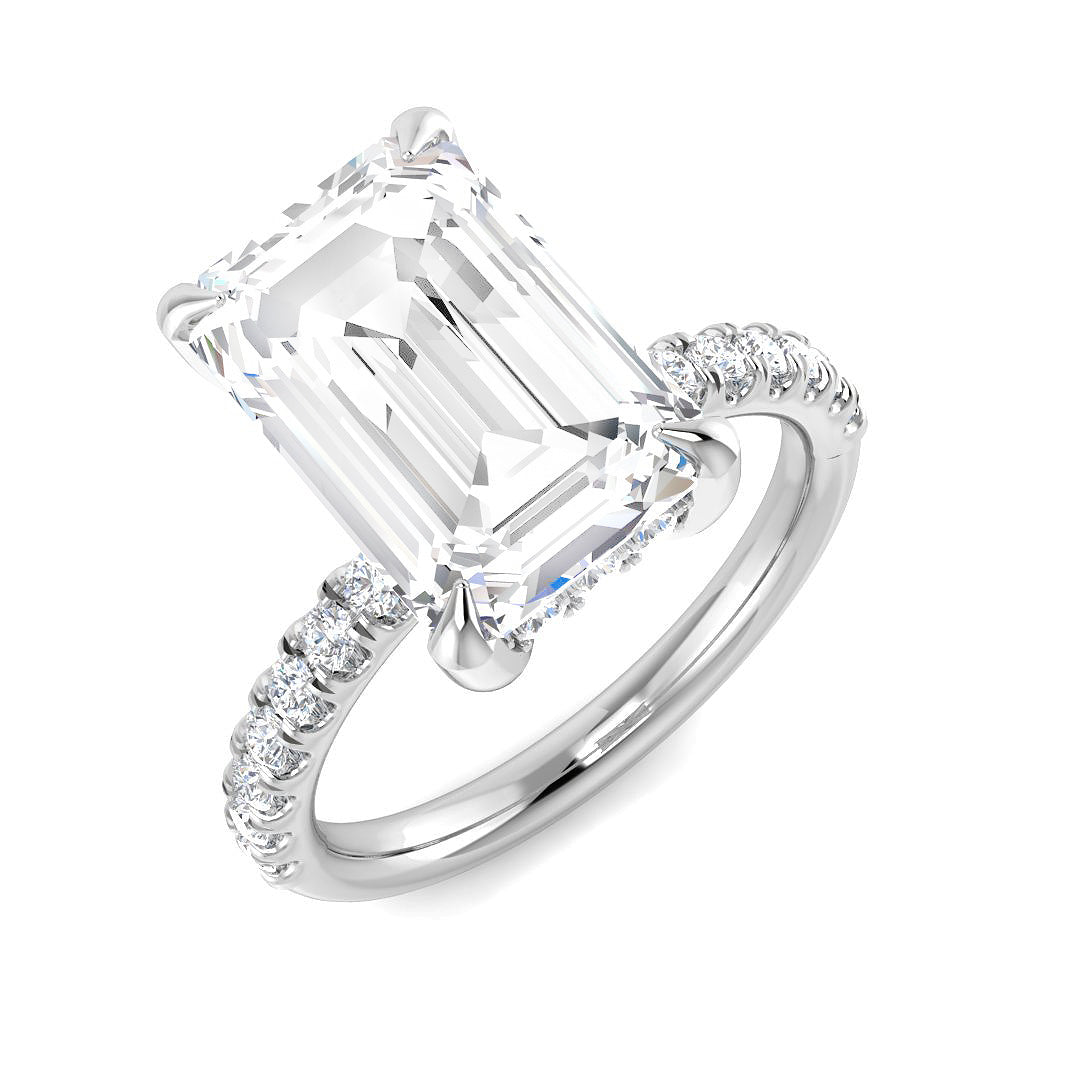 9ct White Gold Emerald Cut Lab Grown Diamond Ring 1