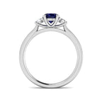 9ct White Gold Oval Blue Sapphire and Diamond Ring 2