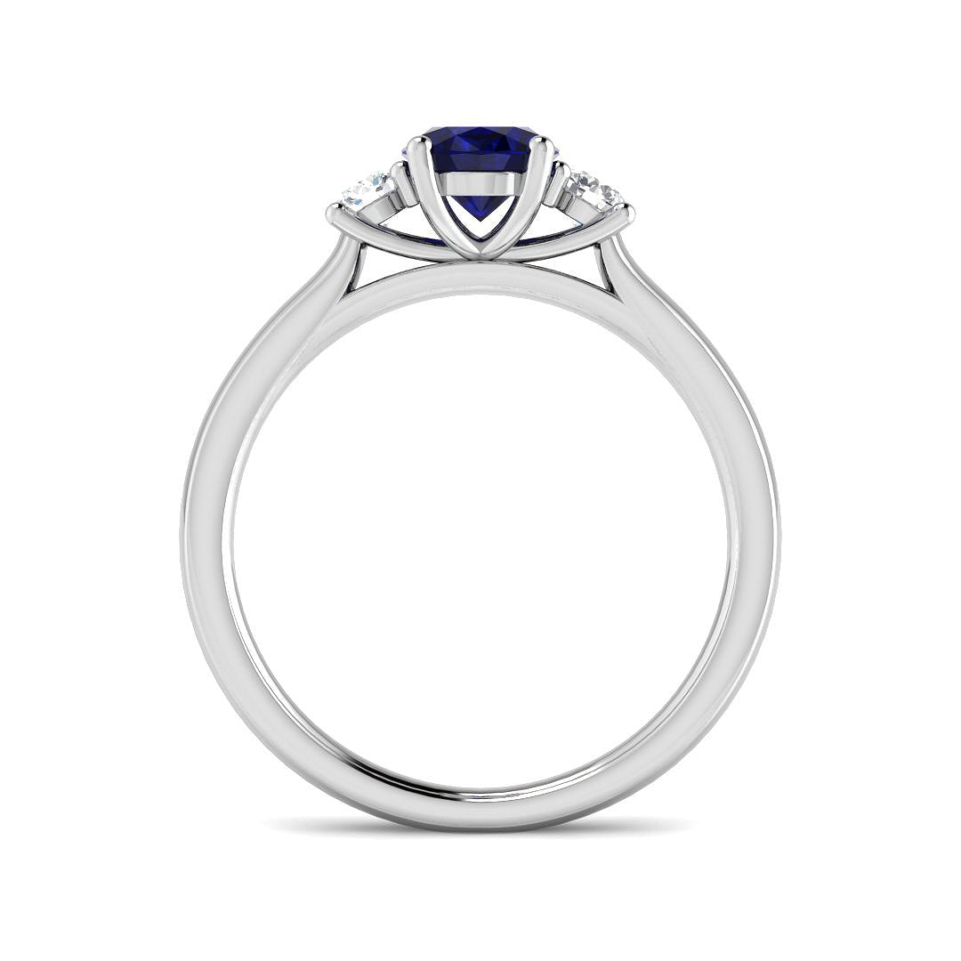 9ct White Gold Oval Blue Sapphire and Diamond Ring 2