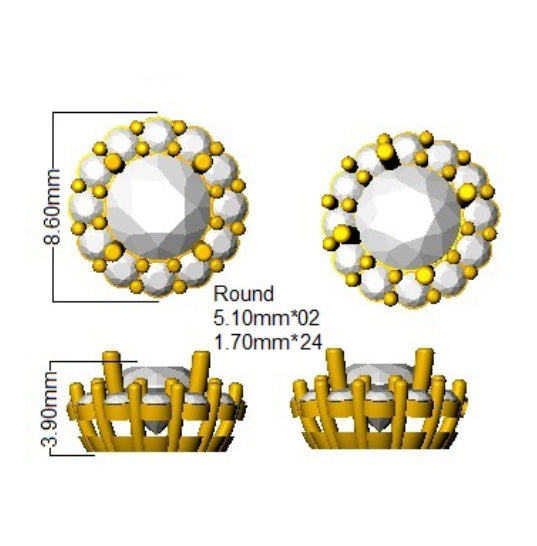 9ct Yellow Gold Round Lab Grown Diamond Earrings 2